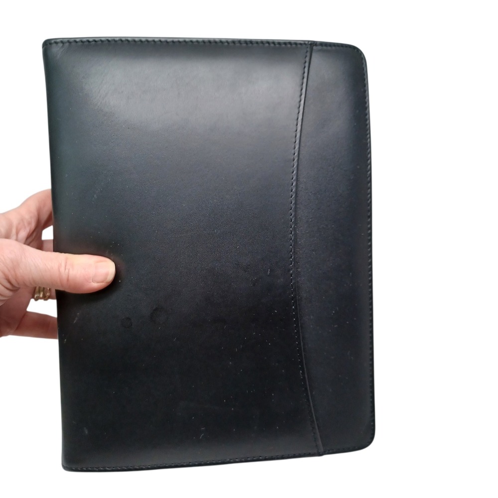 Day Runner Genuine Black‎ Leather Zip Around Organizer Binder Planner Business